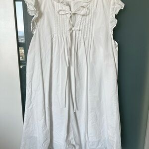 White Ruffle Sleeve Dress